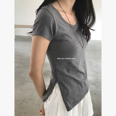 class韩国直邮1040621 PAVEL 韩代2026款  侧边拉链开叉短袖T