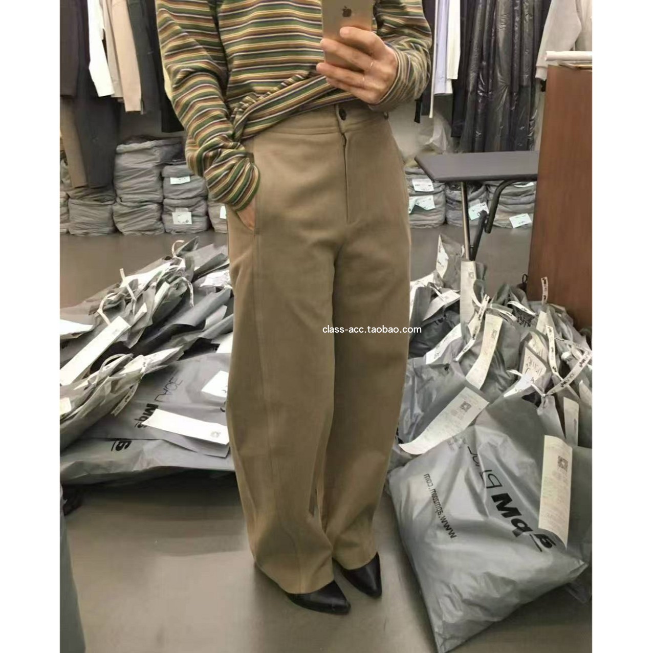 class韩国直邮120712 HEMP 韩代2025款  显瘦磨毛拉绒弯刀裤