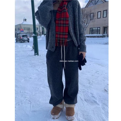 class韩国直邮111202 Gilli 韩代2025款  松紧腰可束脚羊毛卫裤