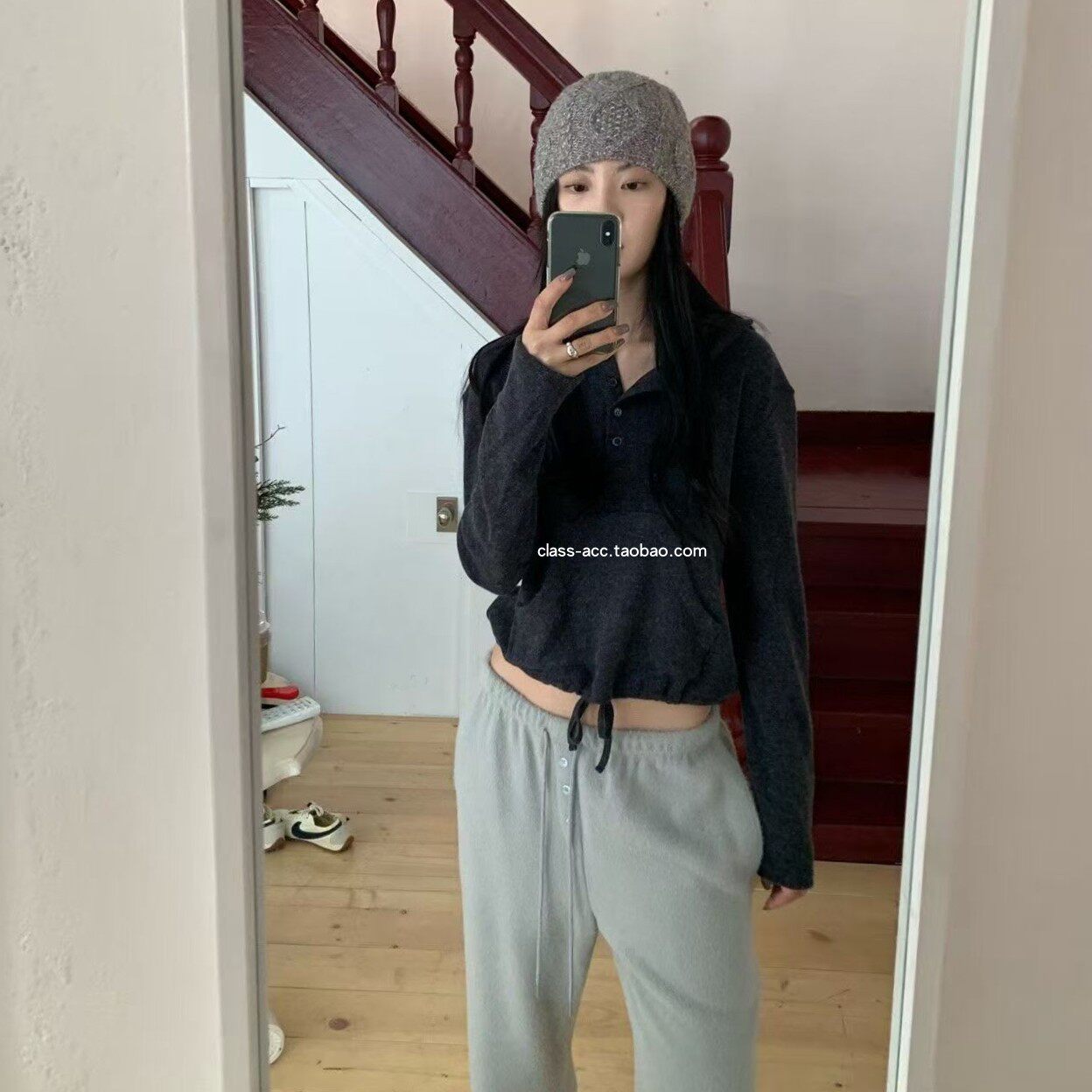 class韩国直邮120804 meet me 韩代2025款  连帽纽扣T