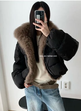 class韩国直邮121624 AND THE 韩代2025 狐狸毛毛领鸭绒9:1羽绒服