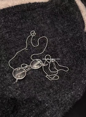 class韩国直邮120122 LEI 韩代2025款  通体925银小眼镜项链