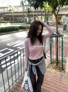 class韩国直邮012212 UNDERSON 韩代2026款羊毛＋人造丝圆领长袖T