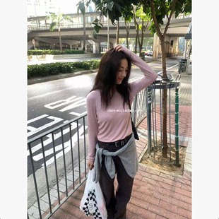 class韩国直邮012212 UNDERSON 韩代2026款羊毛+人造丝圆领长袖T