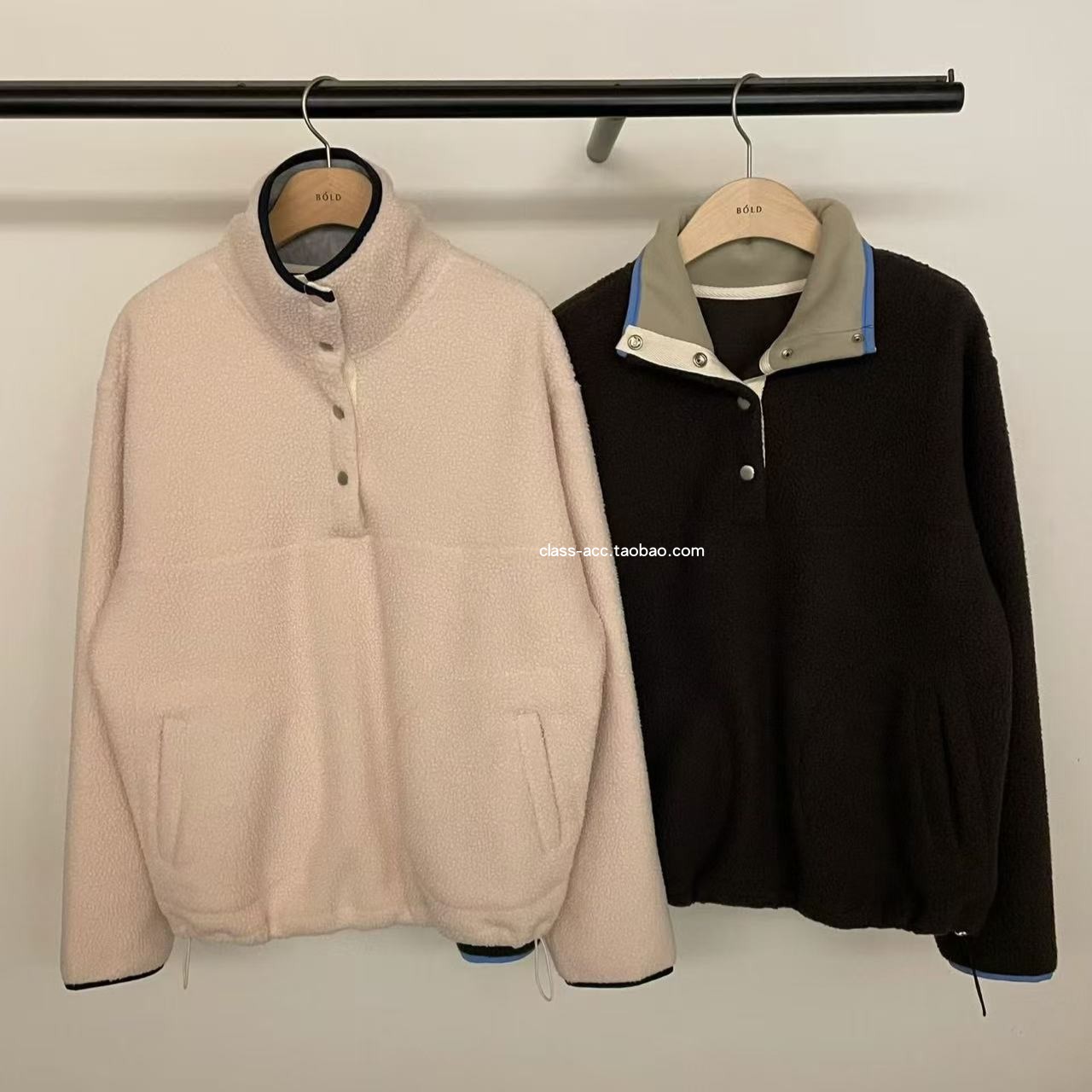 class韩国直邮103116 BOLD 韩代2025款 拼色摇粒绒上衣