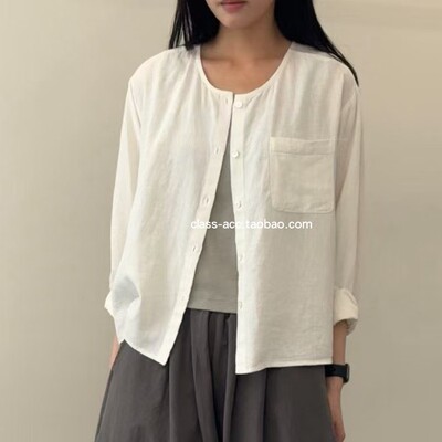 class韩国直邮1041310 MONE 韩代2026款  老钱风麻料小衫