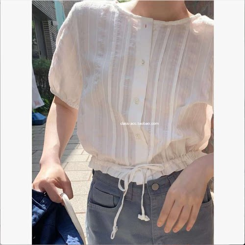 class韩国直邮052120 taffeta 韩代2026款  抽绳短袖小衫