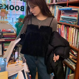 class韩国直邮112408 小漂亮毛毛叠穿吊带 OUNCE韩代2025款