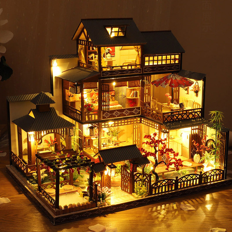 雅泉庭木质手工拼装建筑模型DIY小屋 大型别墅玩具创意女生礼物