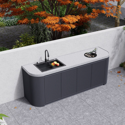 【包安装】户外庭院洗手池铝合金一体柜大理石水池操作台花园室外