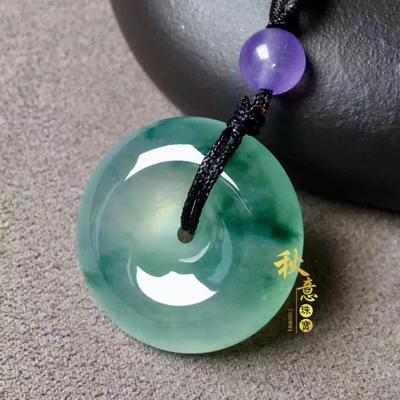 正品翡翠色平安扣吊坠男女款情侣玉佩一对玉石项链玉器送朋友礼物