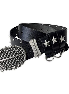 TecNineGroup DROP2 摇滚之星镀古银做旧意大利进口头层牛皮 皮带