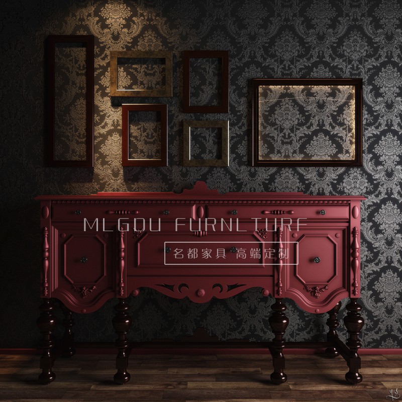 缀之林 复古玄关柜新古典餐边柜实木边柜装饰柜客厅法式柜储物柜