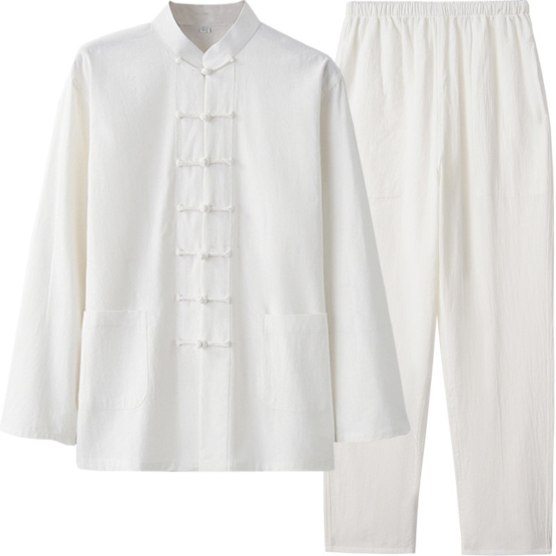 秋季唐装男中老年套装中国风中式青年改良中山装爸爸盘扣佛系汉服