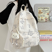 日系小众百搭书包女孩初中高中大学生双肩包女蝴蝶轻便大容量背包