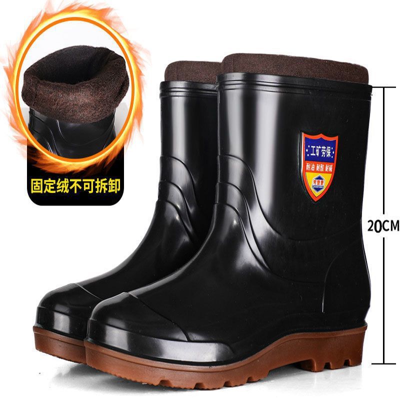 雪地靴加厚固定绒牛筋底雨鞋男防