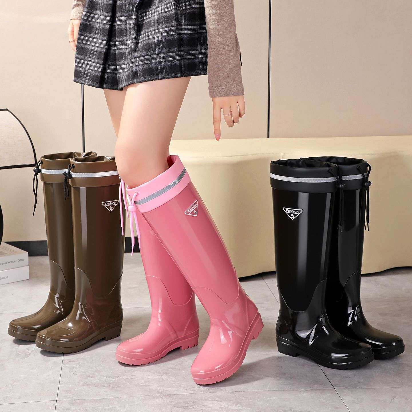 束口特高雨鞋女士2026新款厚底防滑耐磨水鞋高筒厨房工地防水胶鞋