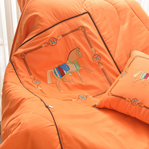 全棉刺绣抱枕被子两用午睡牛奶绒枕头被汽车载靠枕办公室空调被子