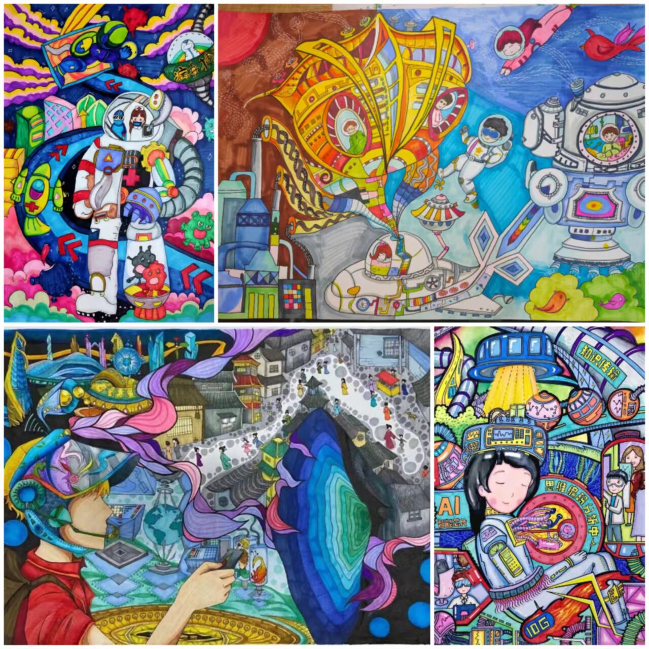 手抄报代画科幻画代画儿童画代画漫画书签手绘工原创定制a438k开