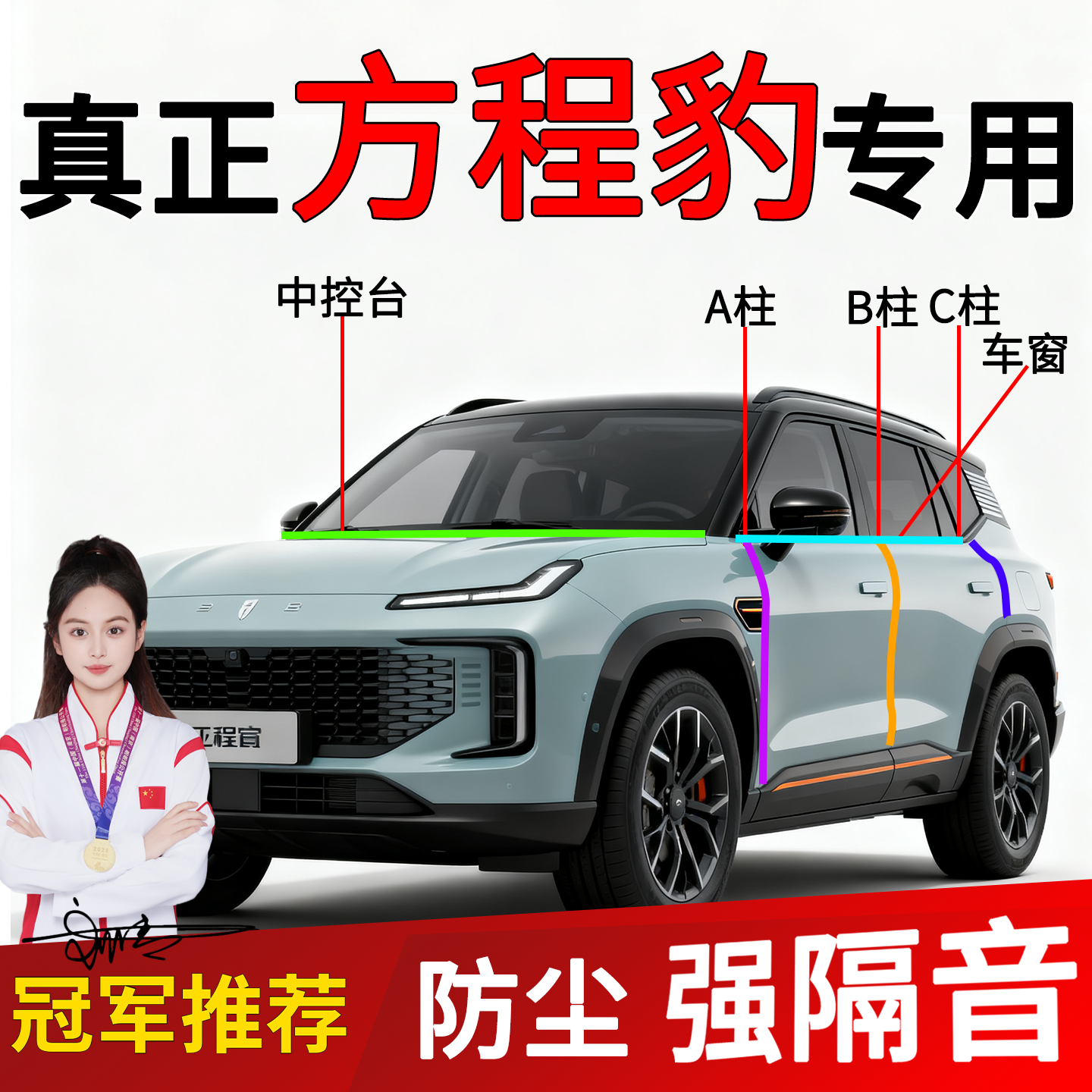 方程豹豹5/8车门缝隙隔音密封条