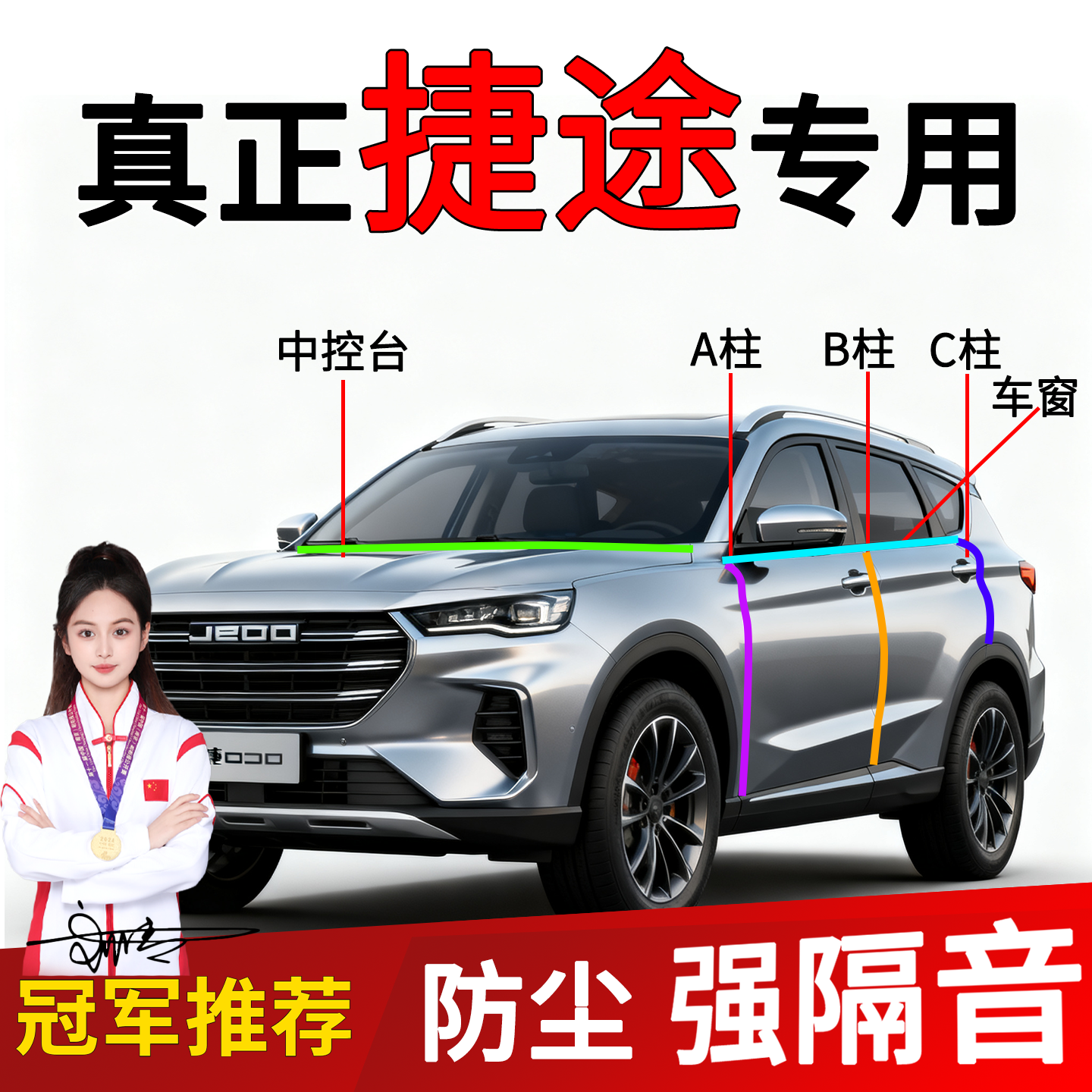 汽车B柱C柱车门隔音密封条