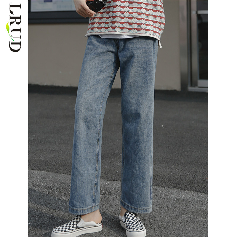 LRUD直筒牛仔裤女2022年新款高腰宽松裤子显瘦小个子九分阔腿女裤