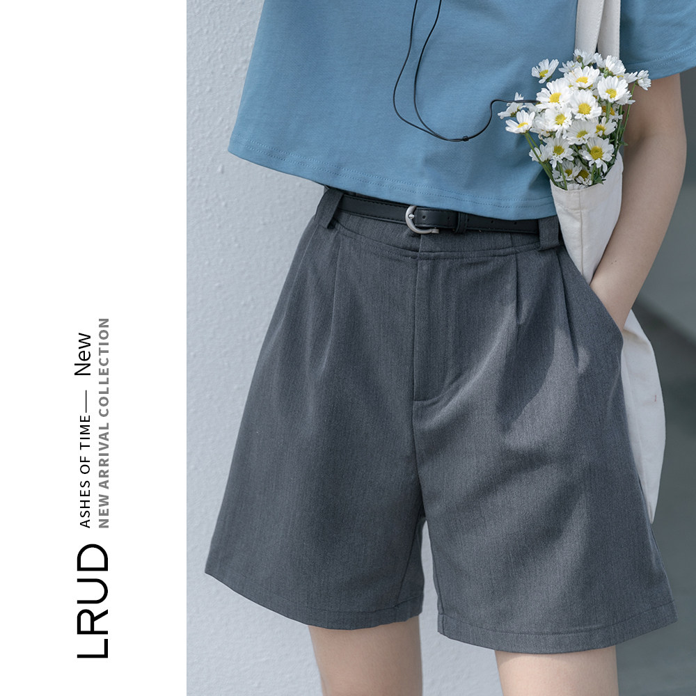 LRUD裤子女显瘦百搭2022夏季新款休闲西装短裤直筒宽松高腰阔腿裤