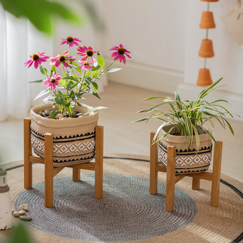 掬涵白蜡木实木落地移动花架花托装饰现代简约户外庭院花盆置物架