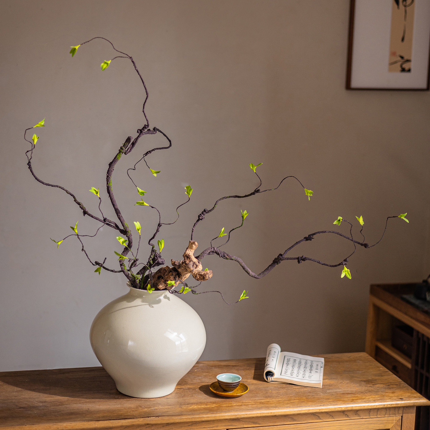 青苔藤蔓假花叶子摆设客厅插花图片