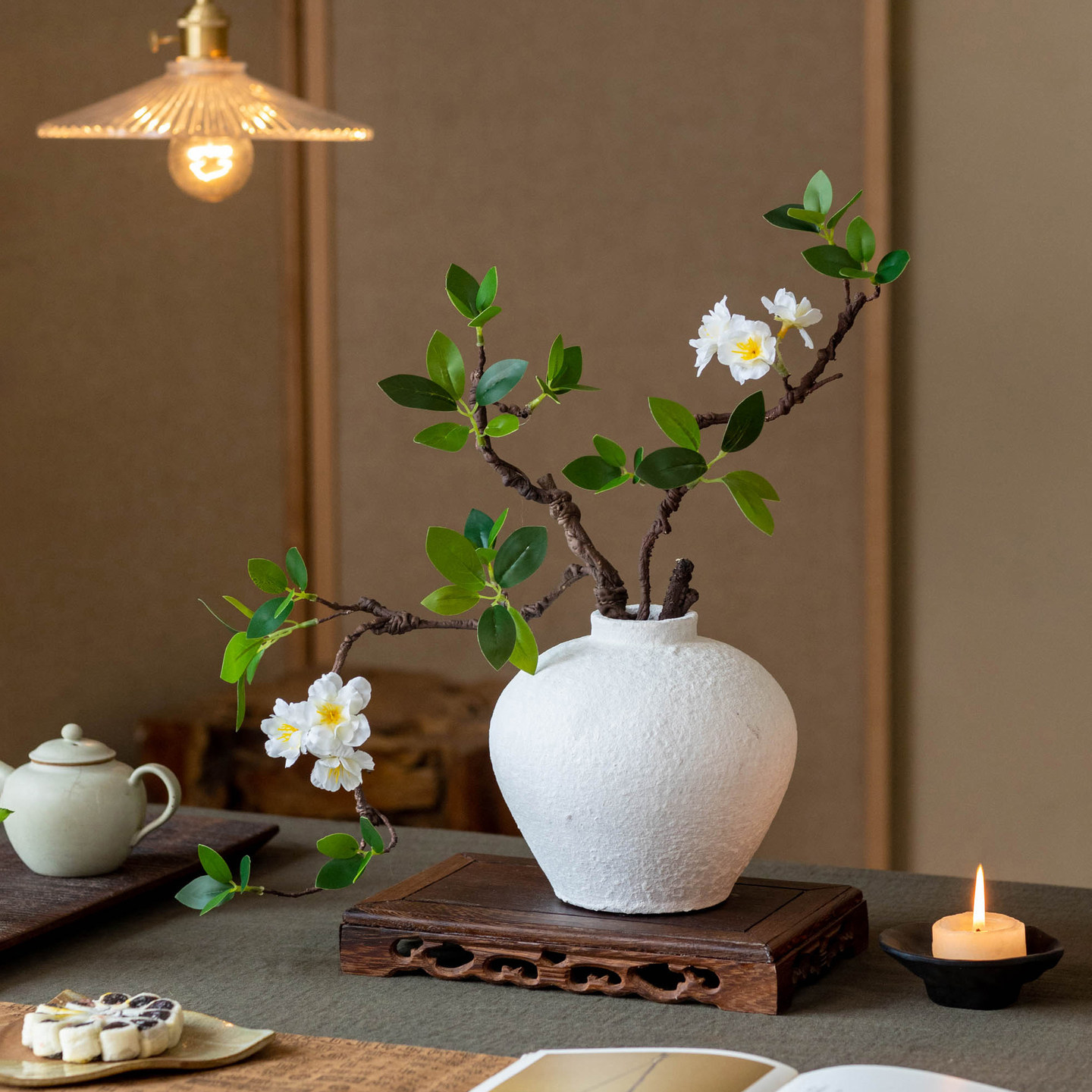 掬涵海棠花仿真花假花装饰高级感逼真客厅插干花摆设餐桌花艺摆件