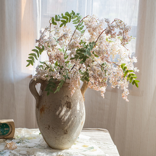 饰插花客厅餐桌摆设假花 掬涵槐蕊仿真花复古红节日婚庆花艺橱窗装