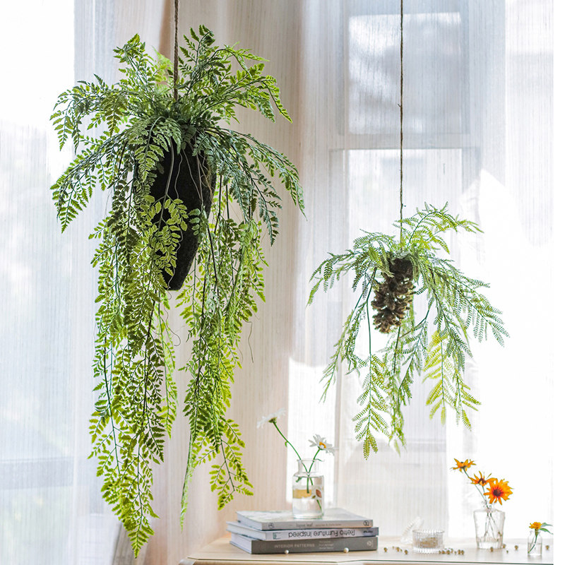 掬涵仿真蕨类植物吊球吊r饰空中垂吊挂饰绿植花艺壁挂橱窗装饰森