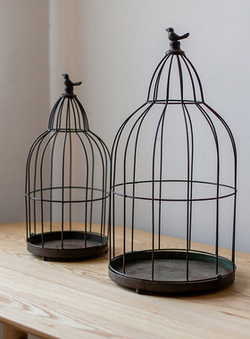 掬涵 铁艺装饰鸟笼花器摆件吊篮花盆花架悬挂烛台插花橱窗婚庆