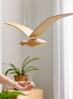 会飞的海鸥客厅阳台飘窗空中悬挂吊饰儿童房艺术创意木质飞鸟挂饰