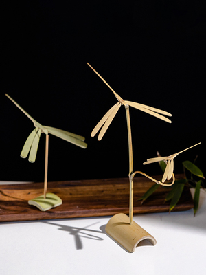 竹蜻蜓平衡摆件木质悬浮不倒翁创意平衡鸟桌面装饰品怀旧童年玩具