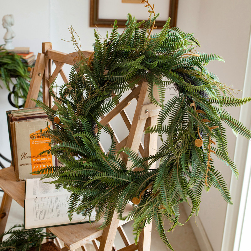 掬涵彷真蕨叶山边草藤蔓花环装饰摆饰蕨类绿植软胶墙面景观造景