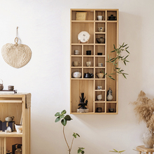 掬涵实木墙上置物架壁挂博古架茶室墙面收纳展示架新中式多宝阁