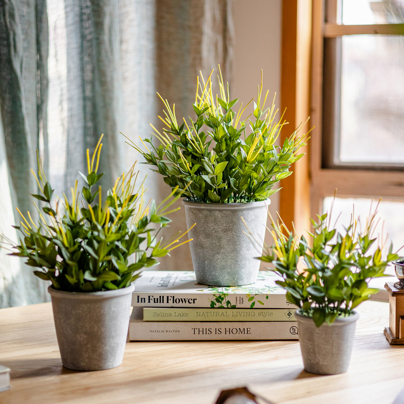 掬涵创意设计仿真黄金针绿植盆栽装饰摆件客厅摆设办公室桌面假花