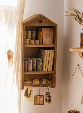 掬涵实木墙上置物架壁柜格子厨房墙面壁橱书房墙角壁挂收纳吊柜