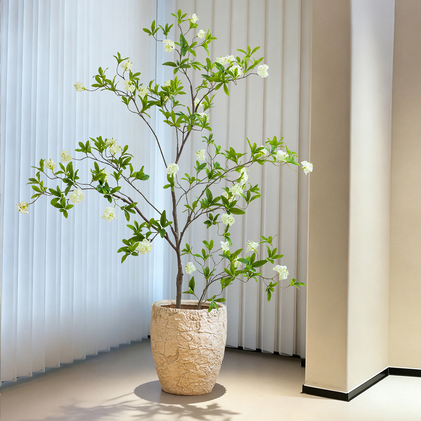 掬涵仿真绿植石榴花树大型盆栽假树绣球树客厅室内软装造景摆件图片