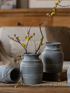 聚汉覆古旧粗陶花瓶手工陶罐陶瓷插花干花装置民宿装饰花装饰品