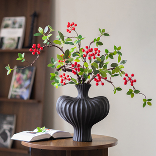 海棠果仿真花高级仿生花客厅桌面插花艺造景枝条假花花束装饰摆件
