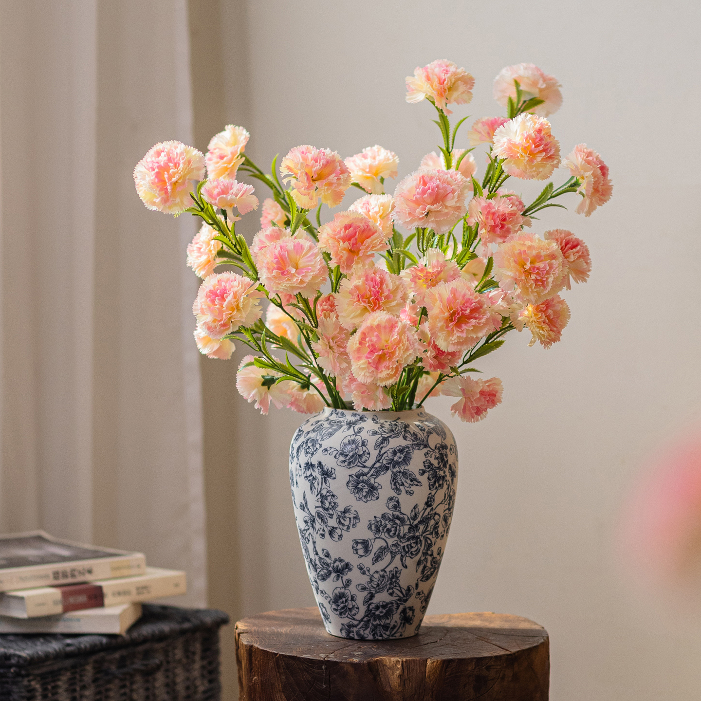 高级保湿手感康乃馨仿真花束装饰