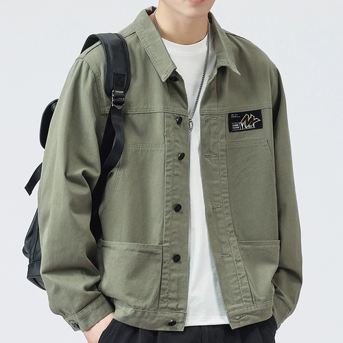 Хлопковая джинсовая мужская демисезонная куртка для отдыха, большой размер