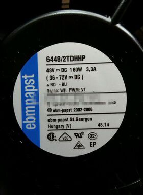 原装正品德国ebm 6448/2TDHHP 48V 159W 3.3A 高端设备风扇