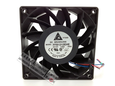 原装台达 FFB1212EHE 12V 3.00A 12CM 12038 3线大风量散热风扇