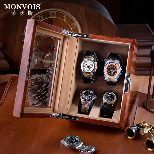 实木自动摇表器机械表家用转动放置器首饰手表收纳盒单表转表器