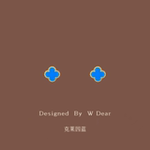 「克莱因蓝」四叶草耳钉女蚊香盘耳夹无耳洞轻奢高级感气质耳饰新