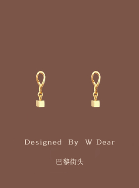 「巴黎街头」 简约风方块吊坠硅胶耳夹无耳洞女小众日常百搭耳饰
