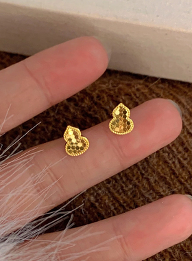 铜合金耳饰 新中式精致迷你碎冰冰小葫芦耳钉女高级感福禄耳饰品